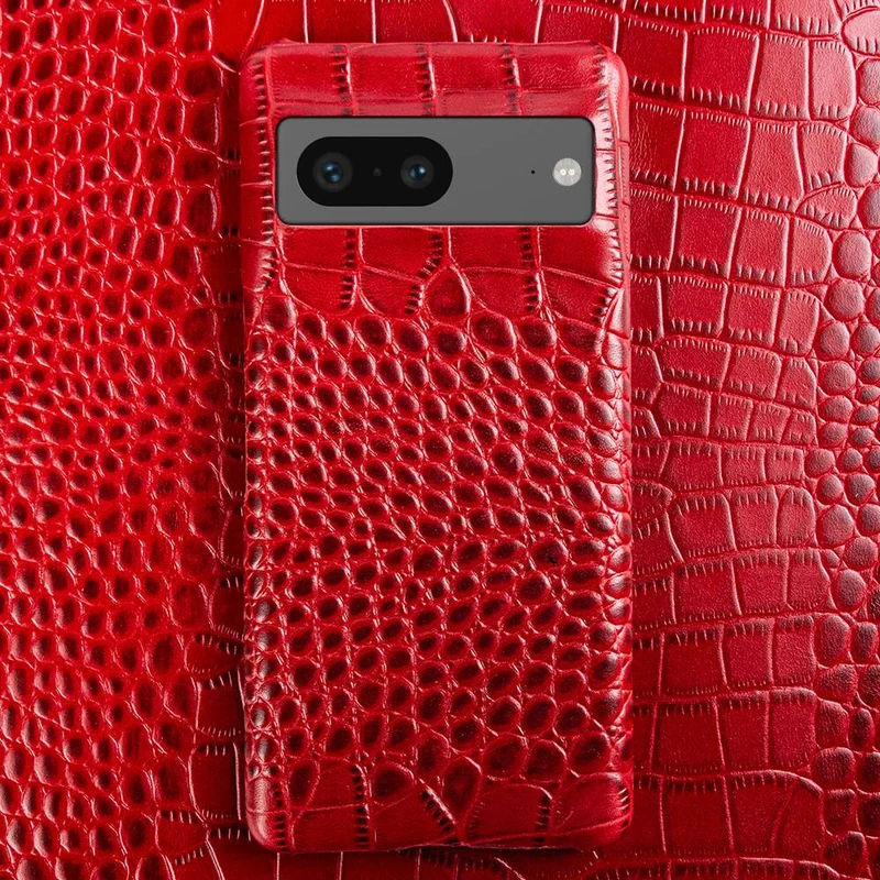 Lederen Telefoonhoesje Google Pixel Krokodillenprint Beschermhoes Dual Grain Leer Shockproof Stijlvolle Cover | Sansoti