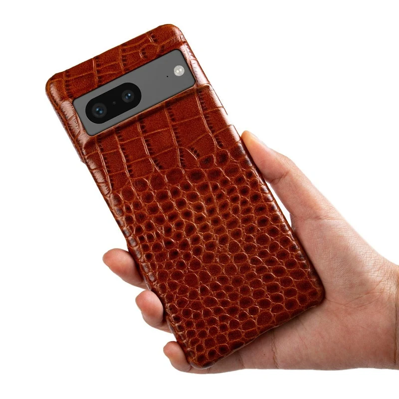 Lederen Telefoonhoesje Google Pixel Krokodillenprint Beschermhoes Dual Grain Leer Shockproof Stijlvolle Cover | Sansoti