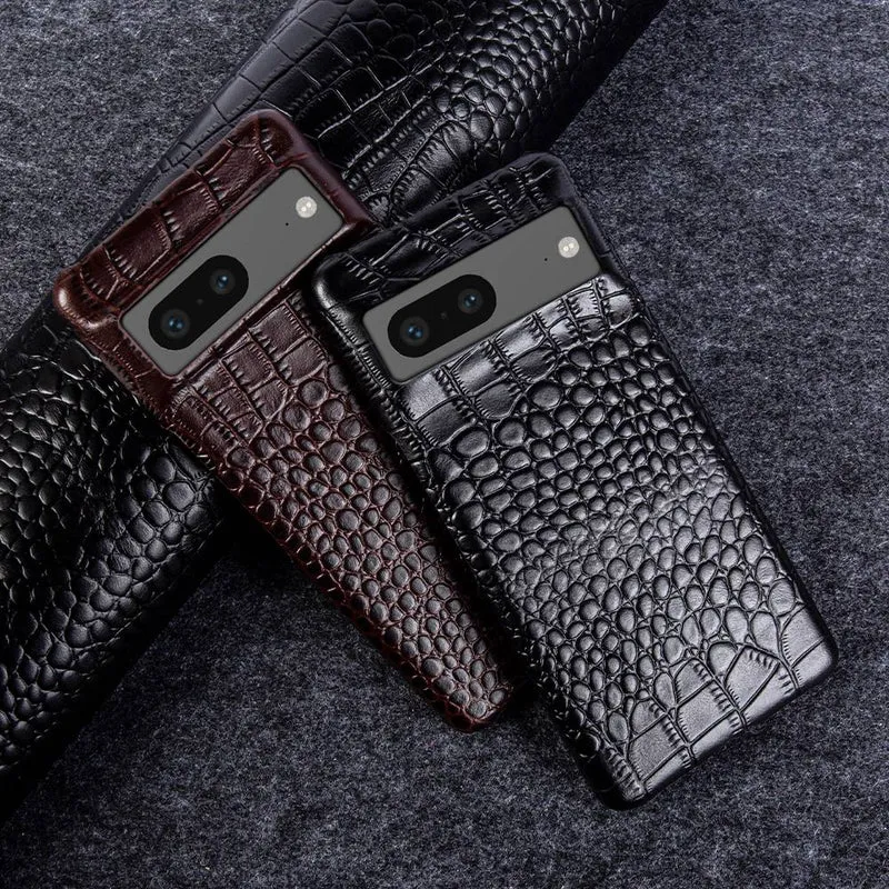 Lederen Telefoonhoesje Google Pixel Krokodillenprint Beschermhoes Dual Grain Leer Shockproof Stijlvolle Cover | Sansoti