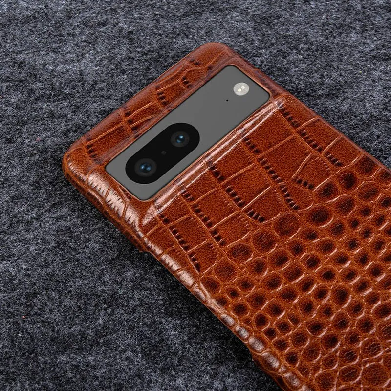 Lederen Telefoonhoesje Google Pixel Krokodillenprint Beschermhoes Dual Grain Leer Shockproof Stijlvolle Cover | Sansoti