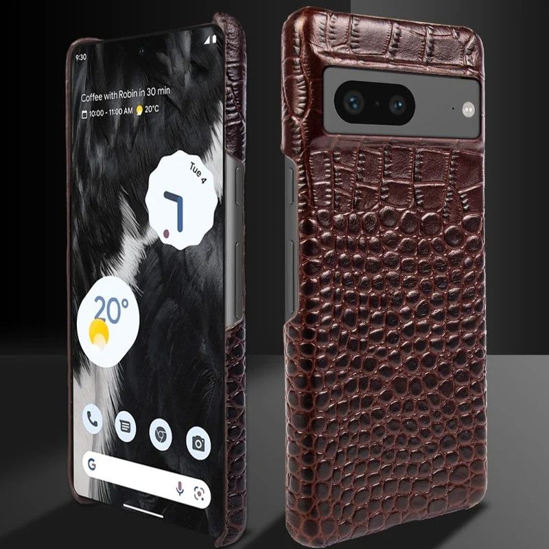 Lederen Telefoonhoesje Google Pixel Krokodillenprint Beschermhoes Dual Grain Leer Shockproof Stijlvolle Cover | Sansoti