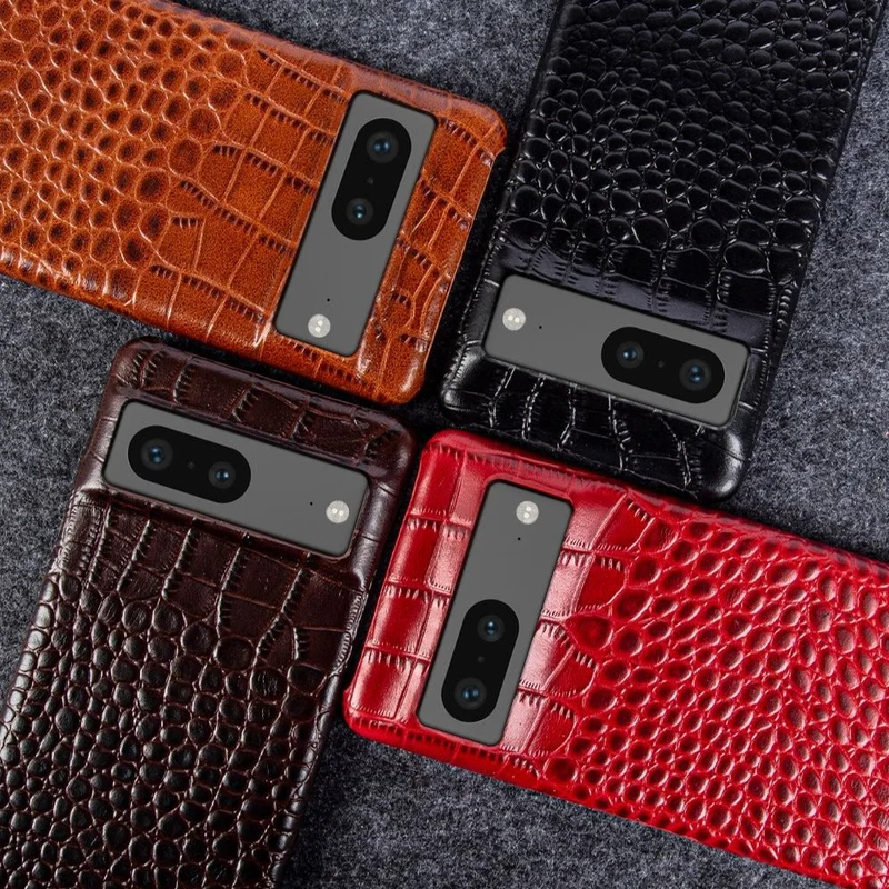 Lederen Telefoonhoesje Google Pixel Krokodillenprint Beschermhoes Dual Grain Leer Shockproof Stijlvolle Cover | Sansoti