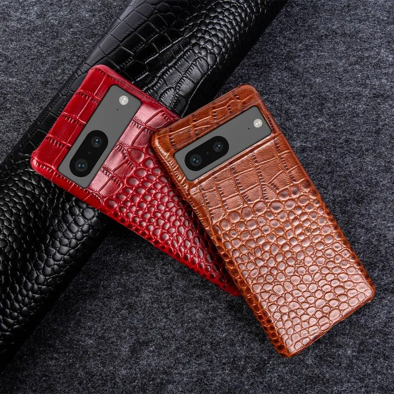 Lederen Telefoonhoesje Google Pixel Krokodillenprint Beschermhoes Dual Grain Leer Shockproof Stijlvolle Cover | Sansoti