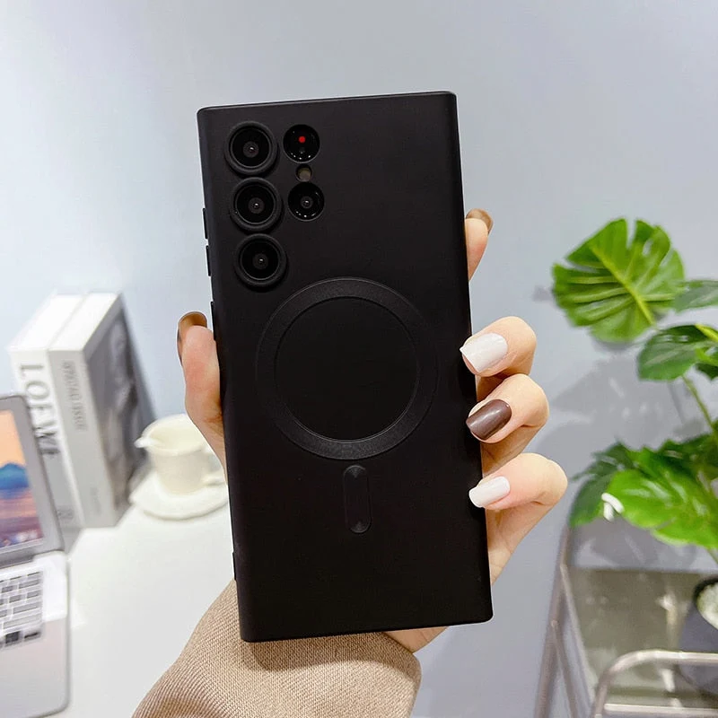 Siliconen Telefoonhoesje met Magnetische Ring voor Samsung Galaxy Draadloos Laden Volledig Beschermd | Sansoti