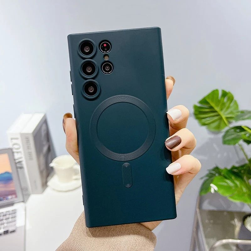 Siliconen Telefoonhoesje met Magnetische Ring voor Samsung Galaxy Draadloos Laden Volledig Beschermd | Sansoti