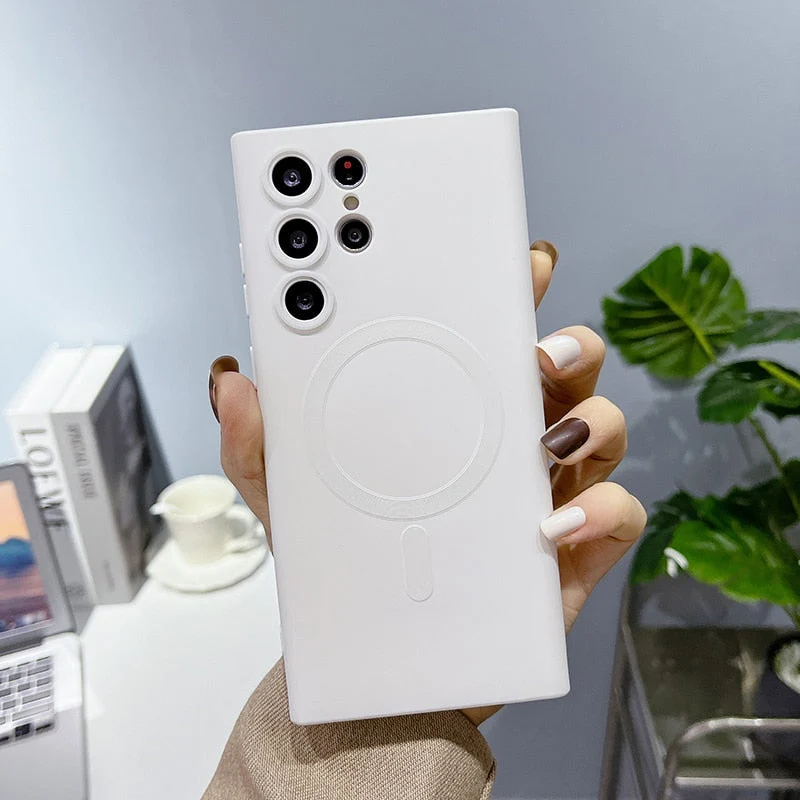 Siliconen Telefoonhoesje met Magnetische Ring voor Samsung Galaxy Draadloos Laden Volledig Beschermd | Sansoti