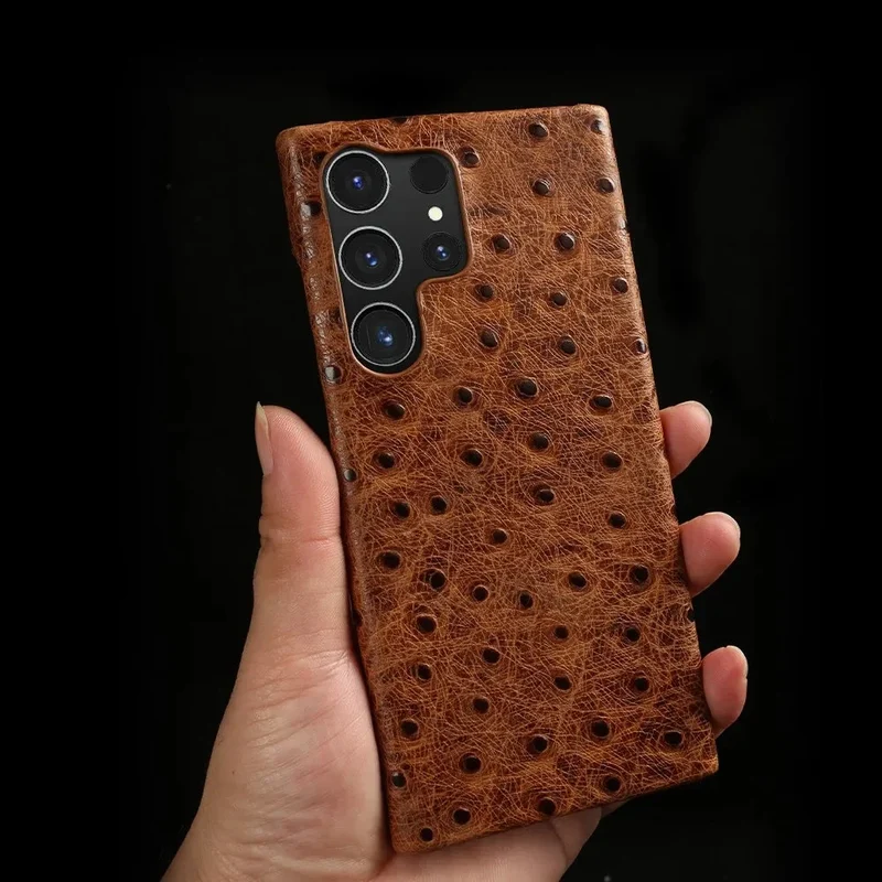 Telefoonhoesje Echt Struisvogeleer Samsung Galaxy met Schokabsorptie Vingerafdrukwerend Luxe Bescherming | Sansoti