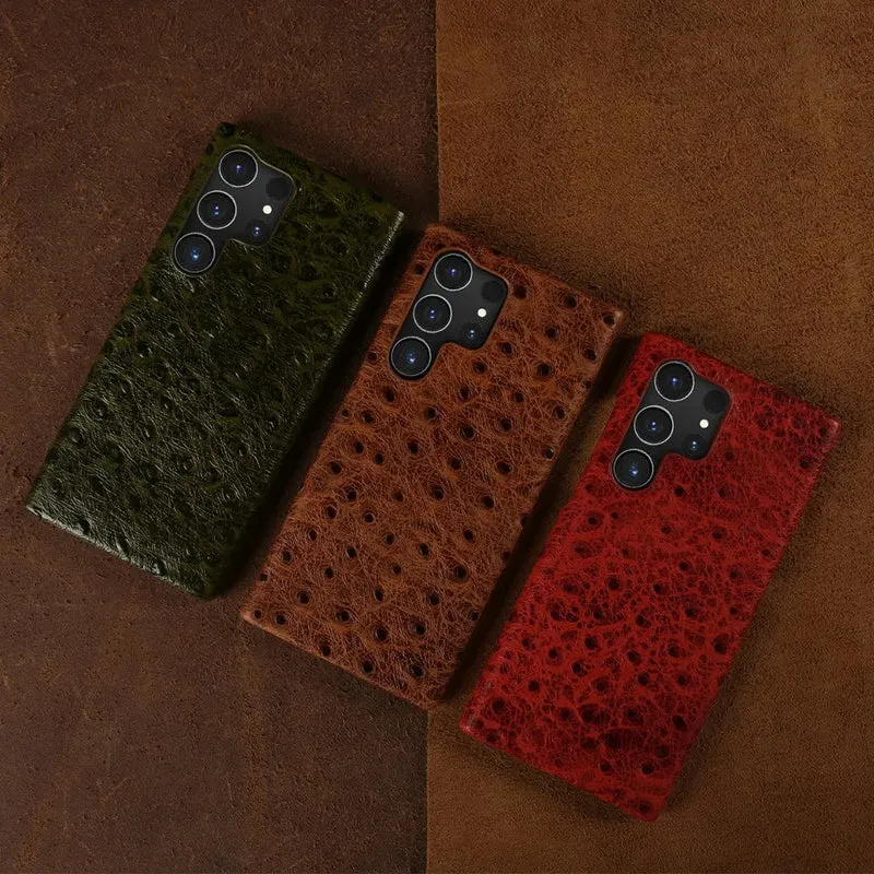 Telefoonhoesje Echt Struisvogeleer Samsung Galaxy met Schokabsorptie Vingerafdrukwerend Luxe Bescherming | Sansoti