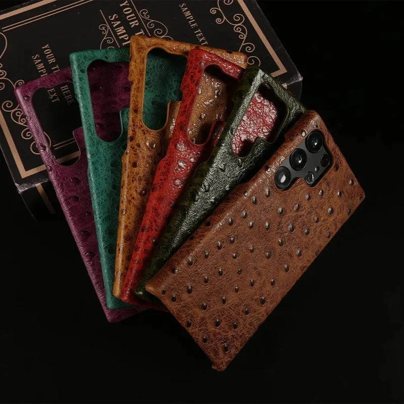 Telefoonhoesje Echt Struisvogeleer Samsung Galaxy met Schokabsorptie Vingerafdrukwerend Luxe Bescherming | Sansoti