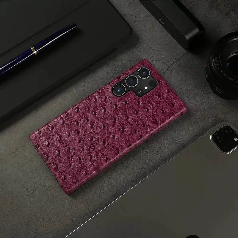 Telefoonhoesje Echt Struisvogeleer Samsung Galaxy met Schokabsorptie Vingerafdrukwerend Luxe Bescherming | Sansoti