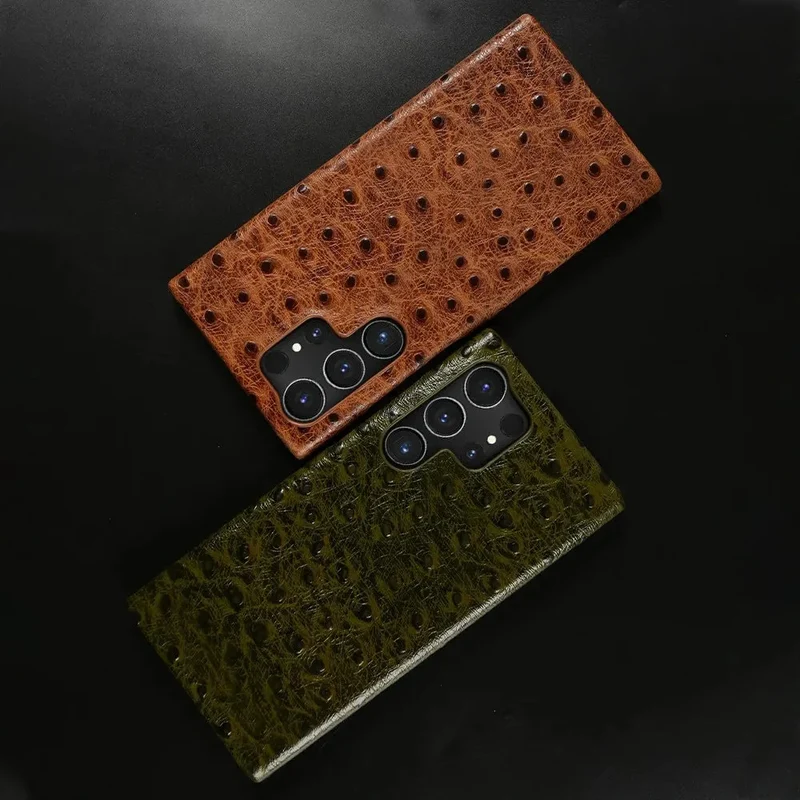 Telefoonhoesje Echt Struisvogeleer Samsung Galaxy met Schokabsorptie Vingerafdrukwerend Luxe Bescherming | Sansoti