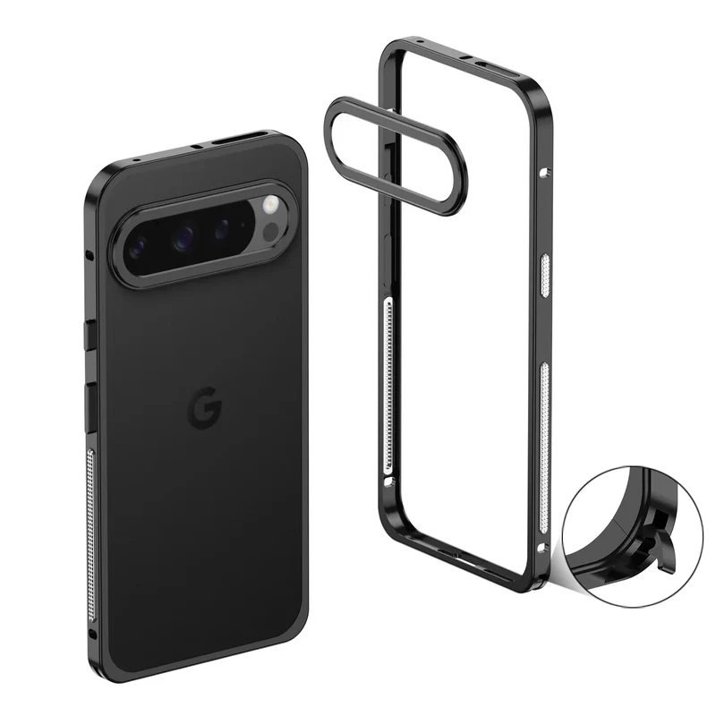 Aluminium Telefoonbumper met Koeling Zwart Zilver Blauw Grijs voor Google Pixel Beschermframe Shockproof | Sansoti