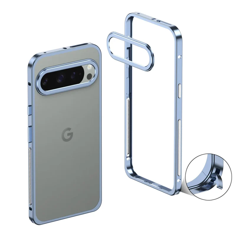 Aluminium Telefoonbumper met Koeling Zwart Zilver Blauw Grijs voor Google Pixel Beschermframe Shockproof | Sansoti