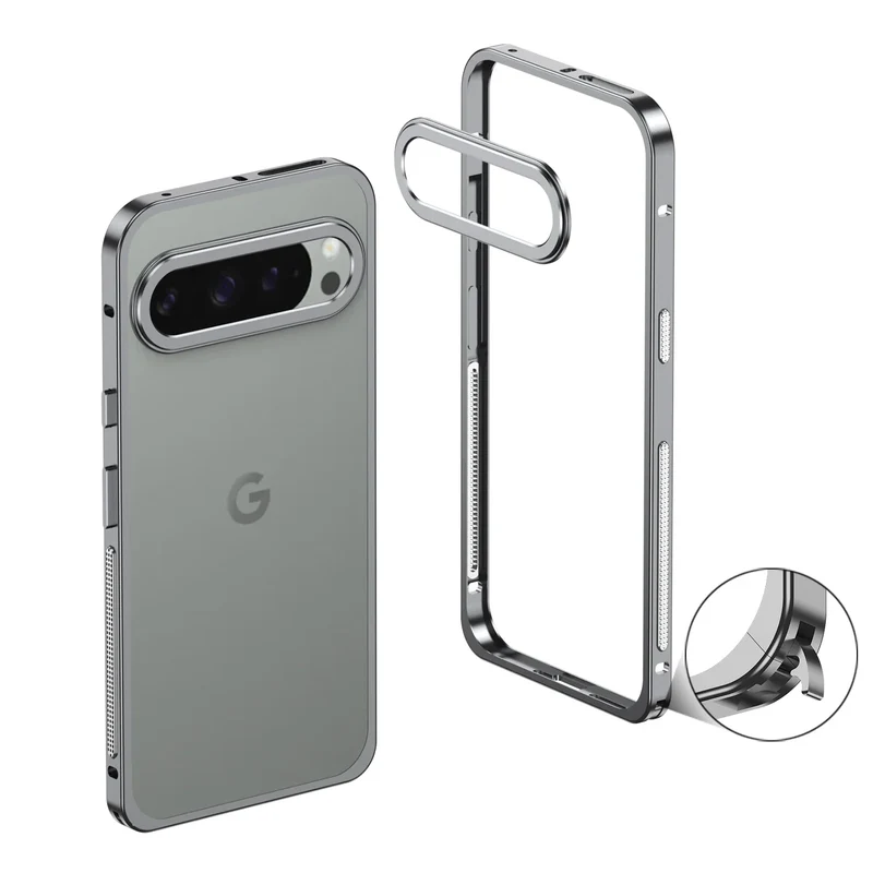 Aluminium Telefoonbumper met Koeling Zwart Zilver Blauw Grijs voor Google Pixel Beschermframe Shockproof | Sansoti