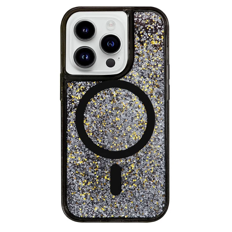 Vloeibare Glitter iPhone Hoesje met Magneetring Doorzichtig Dynamisch Telefoonhoesje TPU Shockproof Cover | Sansoti