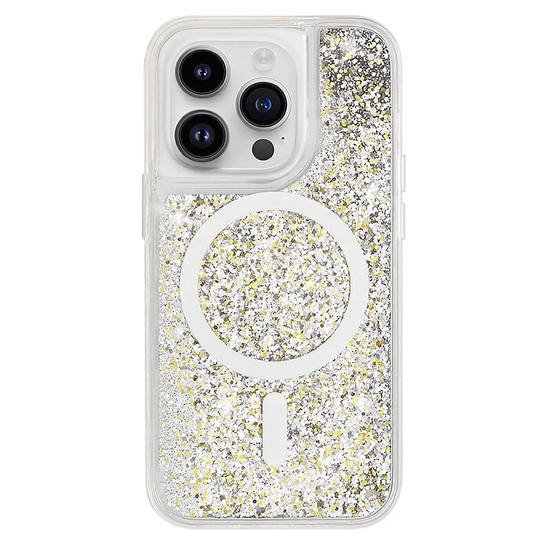 Vloeibare Glitter iPhone Hoesje met Magneetring Doorzichtig Dynamisch Telefoonhoesje TPU Shockproof Cover | Sansoti