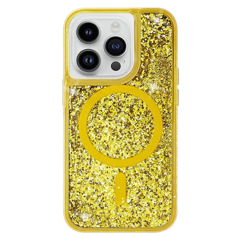Vloeibare Glitter iPhone Hoesje met Magneetring Doorzichtig Dynamisch Telefoonhoesje TPU Shockproof Cover | Sansoti