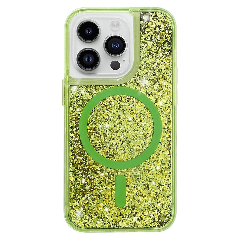 Vloeibare Glitter iPhone Hoesje met Magneetring Doorzichtig Dynamisch Telefoonhoesje TPU Shockproof Cover | Sansoti
