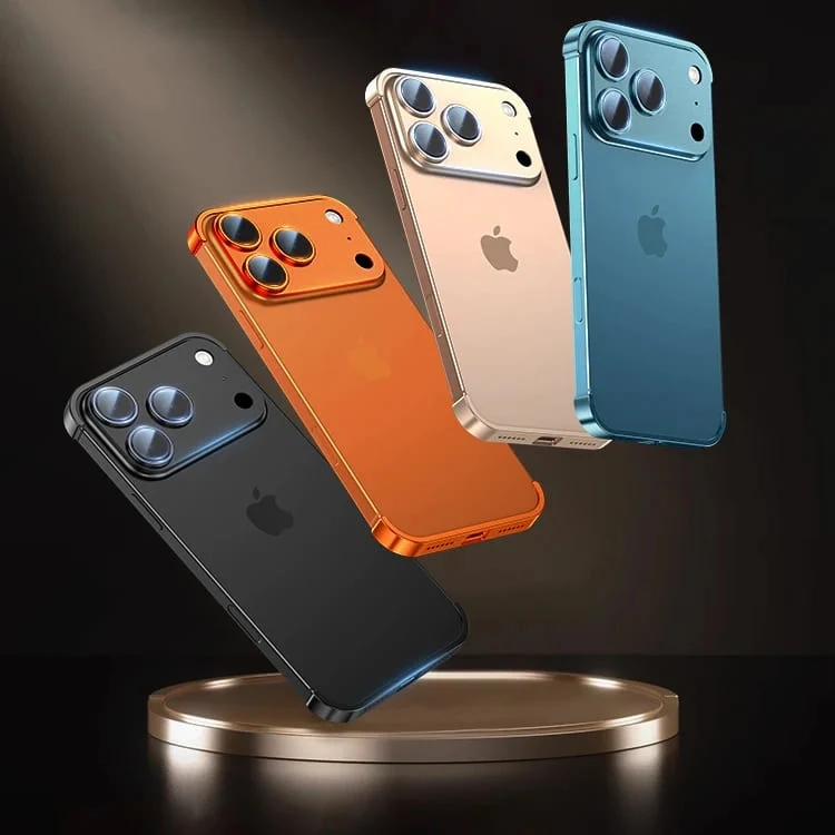 Minimalistische iPhone Beschermframes Boven Onder Camera Metaal Siliconen 6 Kleuren Draadloos Laden Stijlvol | Sansoti