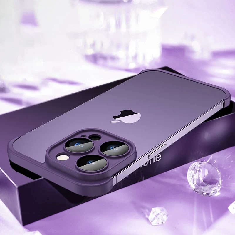 Minimalistische iPhone Beschermframes Boven Onder Camera Metaal Siliconen 6 Kleuren Draadloos Laden Stijlvol | Sansoti