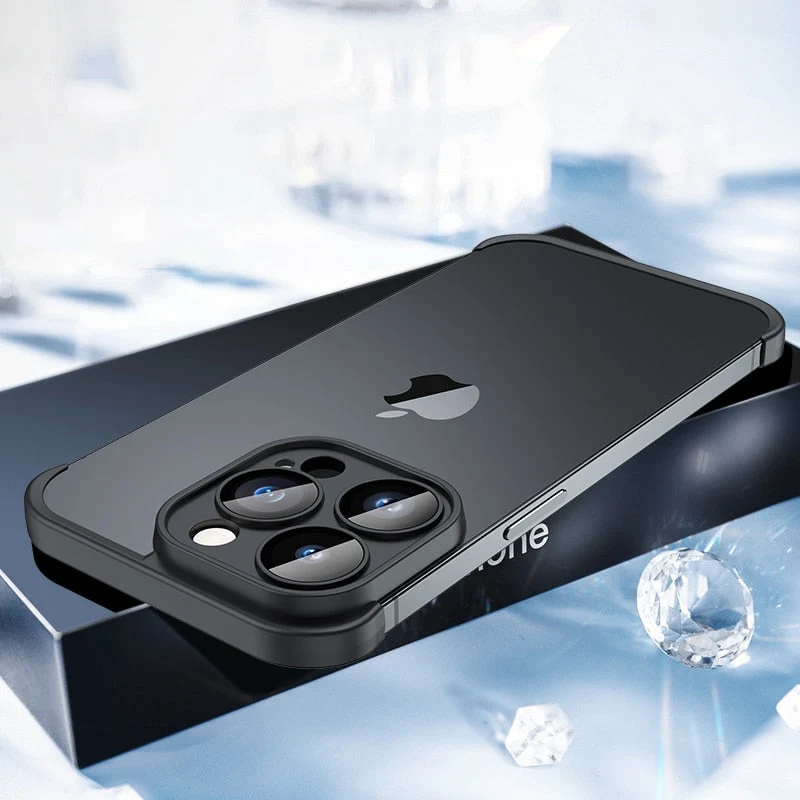 Minimalistische iPhone Beschermframes Boven Onder Camera Metaal Siliconen 6 Kleuren Draadloos Laden Stijlvol | Sansoti