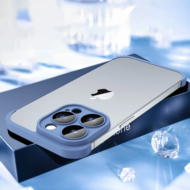Minimalistische iPhone Beschermframes Boven Onder Camera Metaal Siliconen 6 Kleuren Draadloos Laden Stijlvol | Sansoti