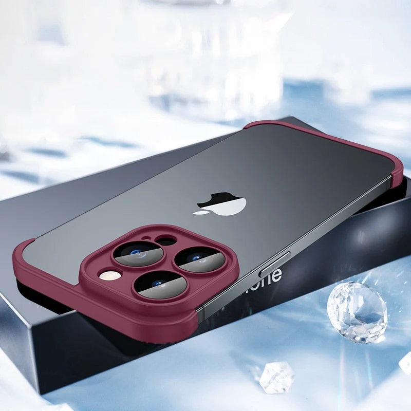 Minimalistische iPhone Beschermframes Boven Onder Camera Metaal Siliconen 6 Kleuren Draadloos Laden Stijlvol | Sansoti