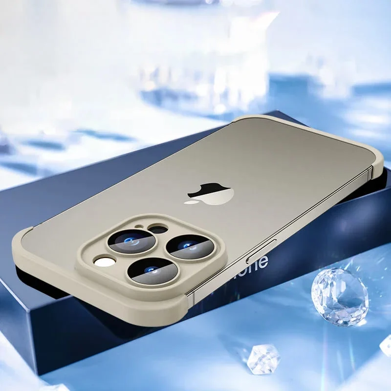 Minimalistische iPhone Beschermframes Boven Onder Camera Metaal Siliconen 6 Kleuren Draadloos Laden Stijlvol | Sansoti