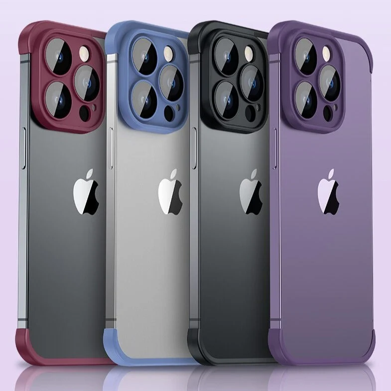 Minimalistische iPhone Beschermframes Boven Onder Camera Metaal Siliconen 6 Kleuren Draadloos Laden Stijlvol | Sansoti