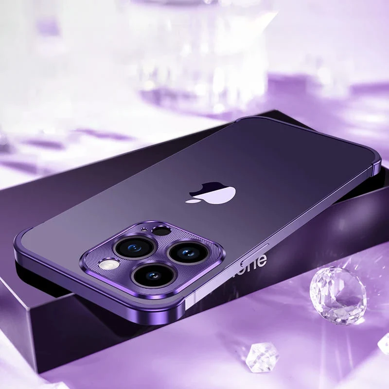 Minimalistische iPhone Beschermframes Boven Onder Camera Metaal Siliconen 6 Kleuren Draadloos Laden Stijlvol | Sansoti
