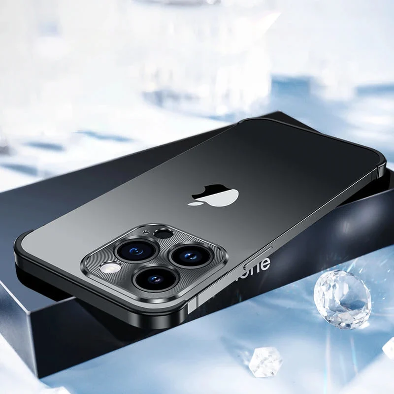 Minimalistische iPhone Beschermframes Boven Onder Camera Metaal Siliconen 6 Kleuren Draadloos Laden Stijlvol | Sansoti