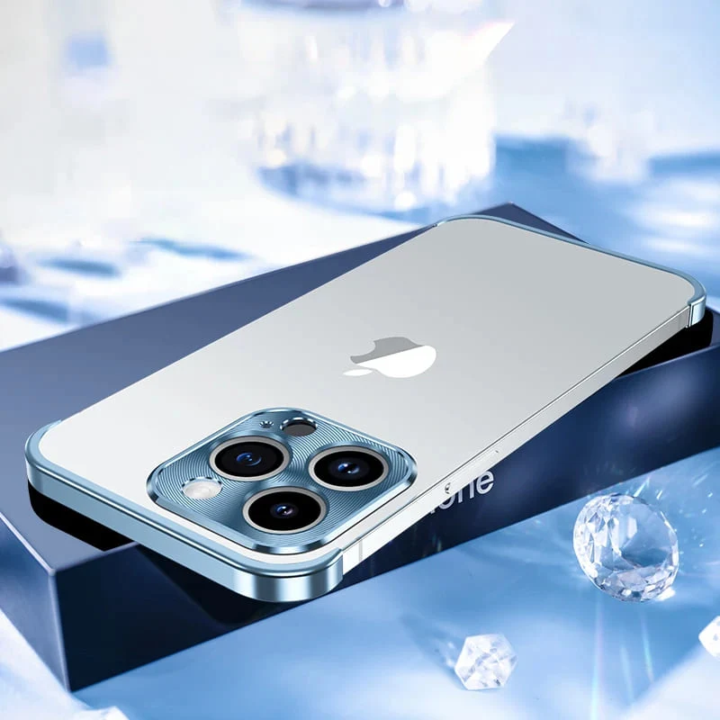 Minimalistische iPhone Beschermframes Boven Onder Camera Metaal Siliconen 6 Kleuren Draadloos Laden Stijlvol | Sansoti