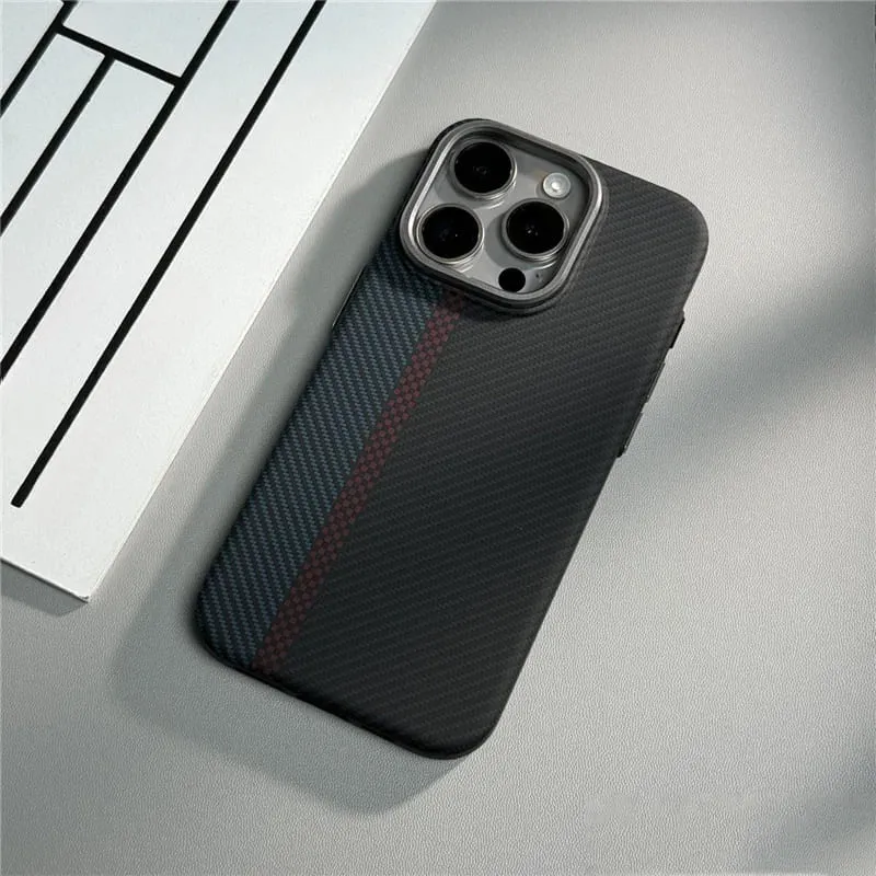Telefoonhoesje met Carbon Fiber Textuur voor iPhone 12 tot 17 Schokbestendig Mat Design Beschermhoes | Sansoti