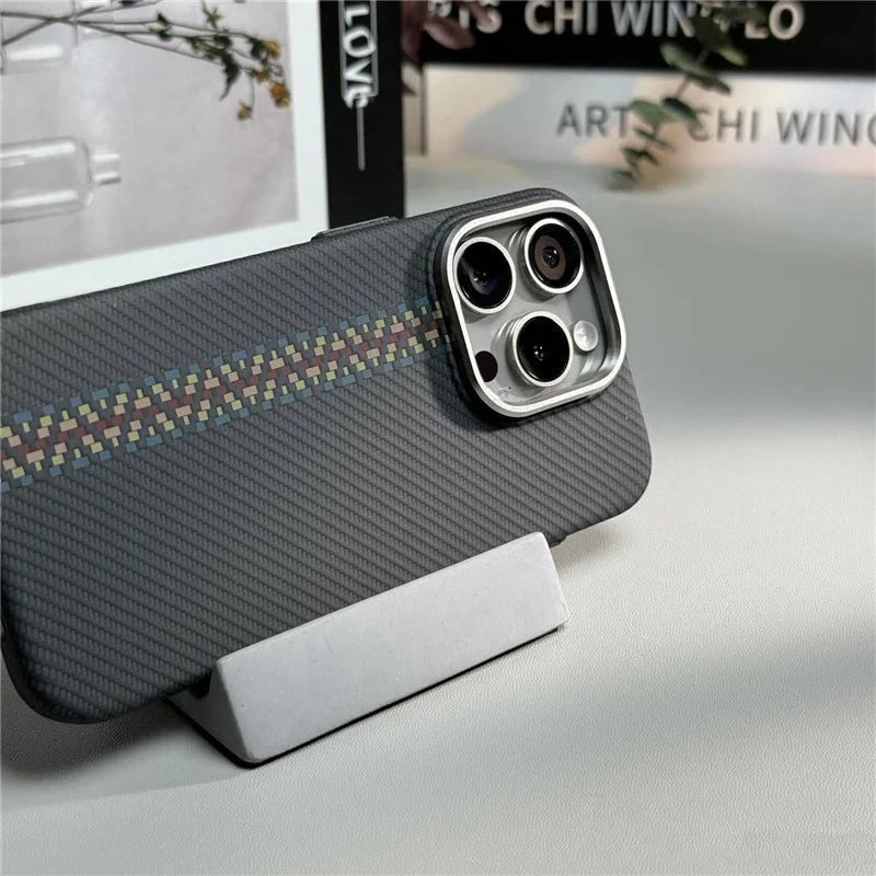 Telefoonhoesje met Carbon Fiber Textuur voor iPhone 12 tot 17 Schokbestendig Mat Design Beschermhoes | Sansoti