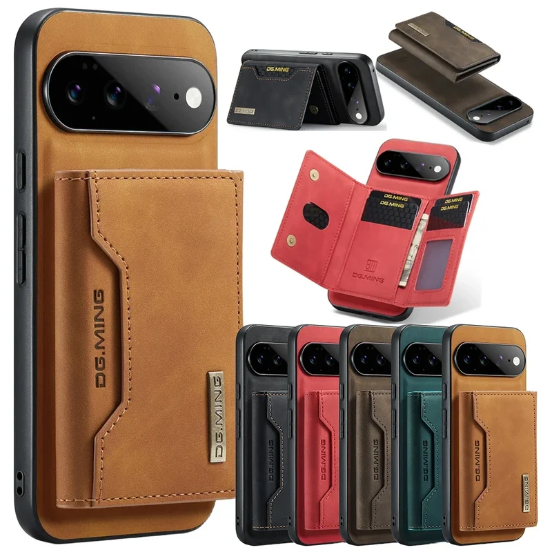 Afneembare Lederen Portemonnee Hoes Google Pixel Magnetisch met Kaartslots Bruin Zwart Smartphone Accessoire | Sansoti