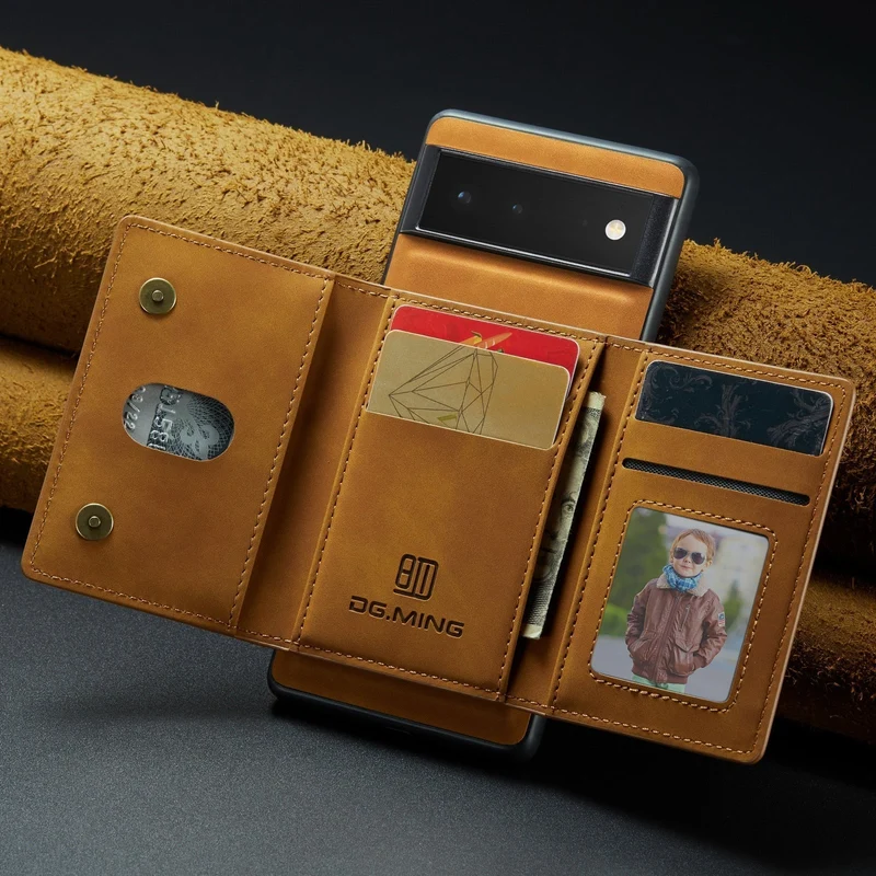 Afneembare Lederen Portemonnee Hoes Google Pixel Magnetisch met Kaartslots Bruin Zwart Smartphone Accessoire | Sansoti
