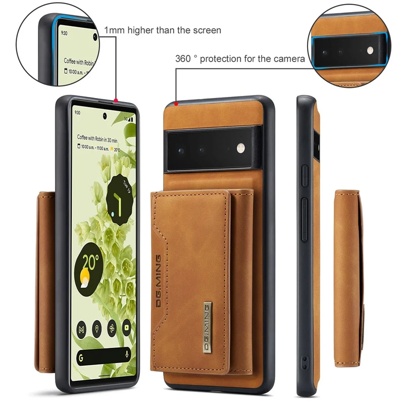 Afneembare Lederen Portemonnee Hoes Google Pixel Magnetisch met Kaartslots Bruin Zwart Smartphone Accessoire | Sansoti