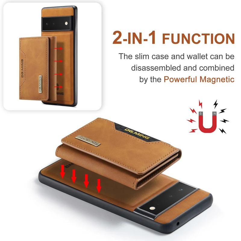 Afneembare Lederen Portemonnee Hoes Google Pixel Magnetisch met Kaartslots Bruin Zwart Smartphone Accessoire | Sansoti