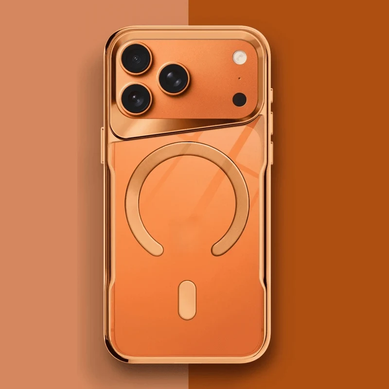 Transparante iPhone Hoes met Titanium Afwerking Draadloos Laden Compatibel Modellen 12 13 14 15 16 17 | Sansoti