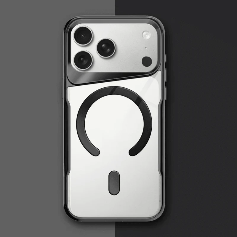 Transparante iPhone Hoes met Titanium Afwerking Draadloos Laden Compatibel Modellen 12 13 14 15 16 17 | Sansoti