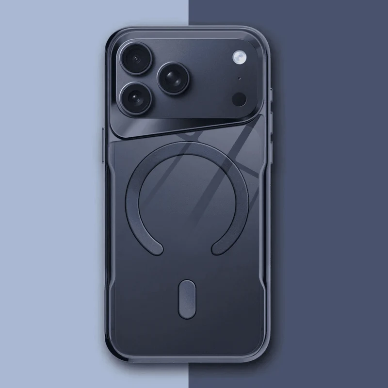 Transparante iPhone Hoes met Titanium Afwerking Draadloos Laden Compatibel Modellen 12 13 14 15 16 17 | Sansoti