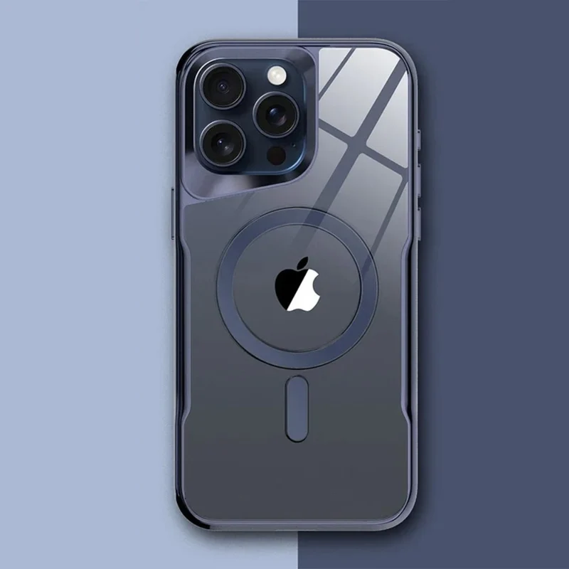 Transparante iPhone Hoes met Titanium Afwerking Draadloos Laden Compatibel Modellen 12 13 14 15 16 17 | Sansoti