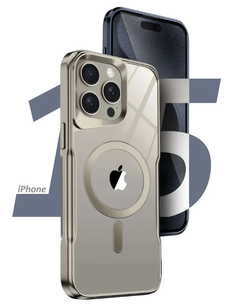 Transparante iPhone Hoes met Titanium Afwerking Draadloos Laden Compatibel Modellen 12 13 14 15 16 17 | Sansoti