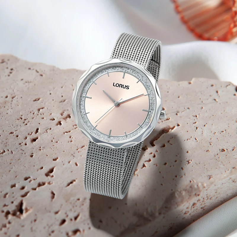 Lorus RG239WX9 Damen Armbanduhr Rosa • Mineralglas • Edelstahl-Mesharmband