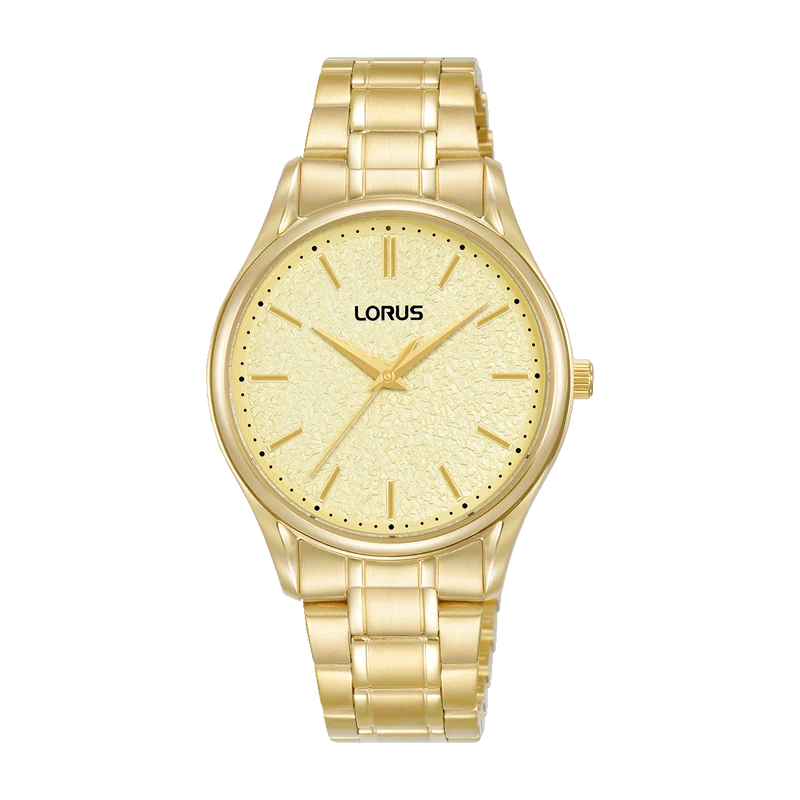 Lorus Classic RG220WX9 Damen Armbanduhr Champagner • Mineralglas • Edelstahlarmband