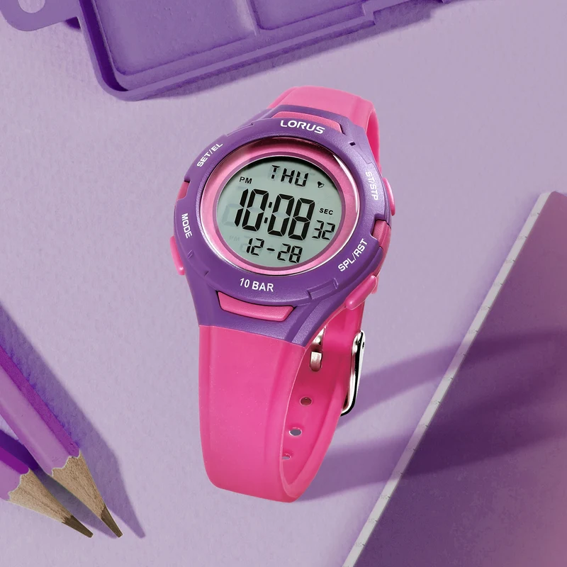 Lorus R2395PX9 Kinderuhr Digital Rosa • Chronograph • 10 ATM