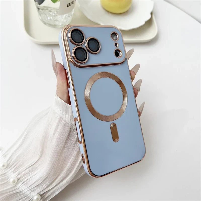 iPhone Hoesje met Cameralensbescherming en Magnetische Laadring Siliconen Beschermhoes voor iPhone 14 15 16 17 | Sansoti