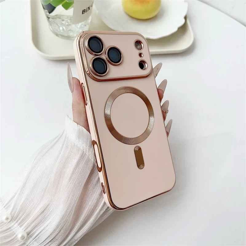 iPhone Hoesje met Cameralensbescherming en Magnetische Laadring Siliconen Beschermhoes voor iPhone 14 15 16 17 | Sansoti