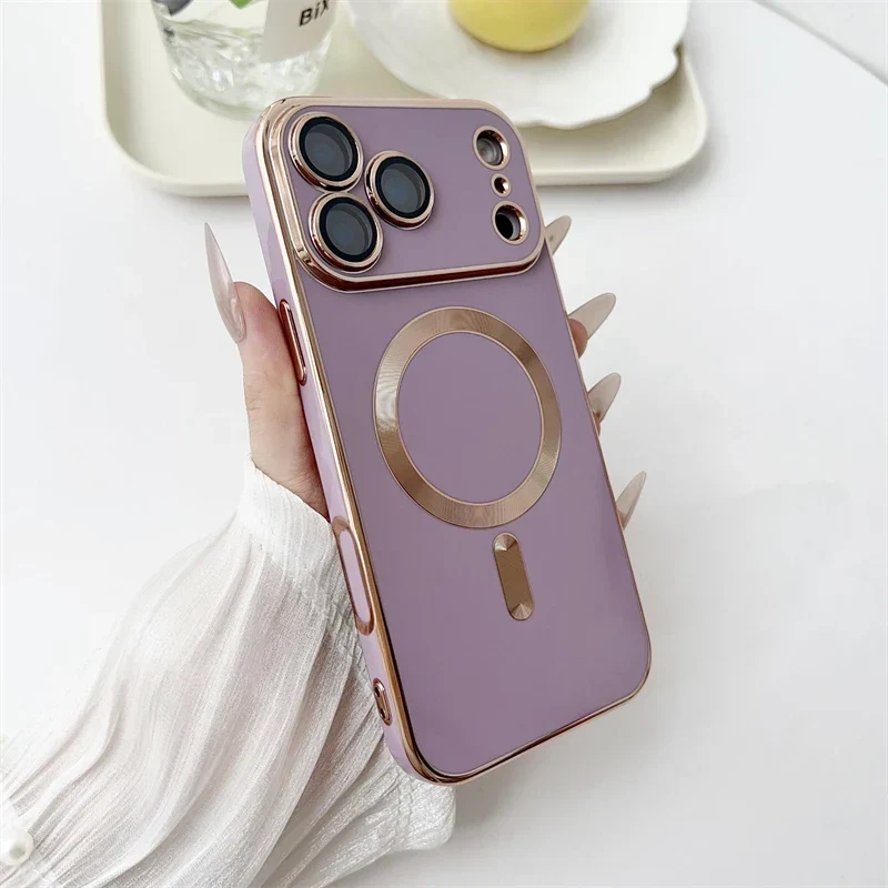 iPhone Hoesje met Cameralensbescherming en Magnetische Laadring Siliconen Beschermhoes voor iPhone 14 15 16 17 | Sansoti