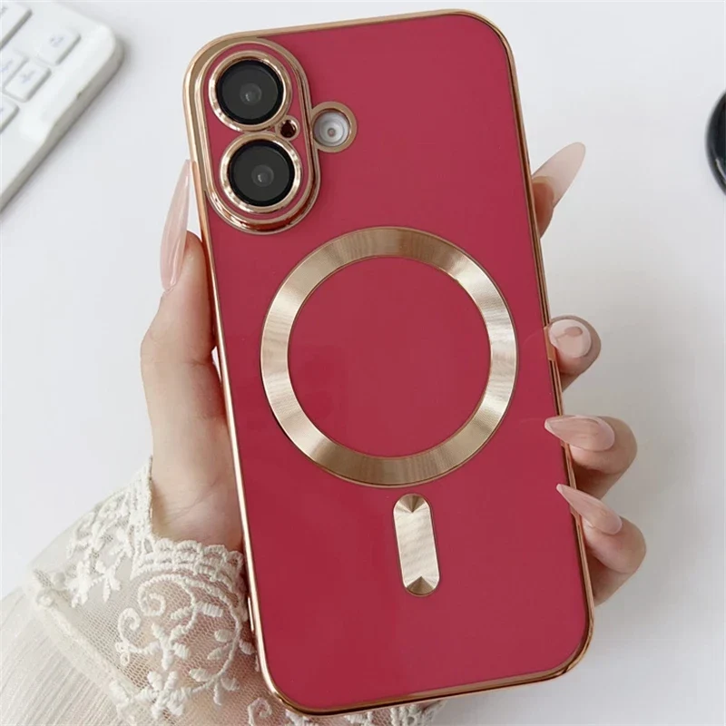 iPhone Hoesje met Cameralensbescherming en Magnetische Laadring Siliconen Beschermhoes voor iPhone 14 15 16 17 | Sansoti